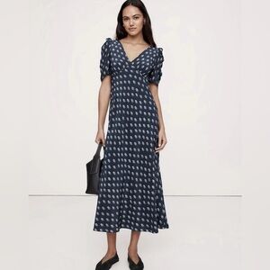 Elegant Navy Blue Patterned Dress